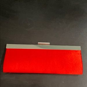 Red Satin Clasp Clutch